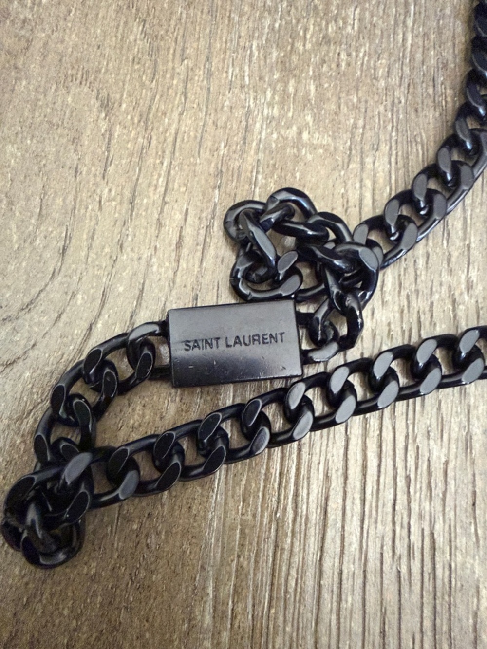 Saint Laurent Black Pebbled Leather YSL Chain Shoulder Bag - Picture 11 of 11